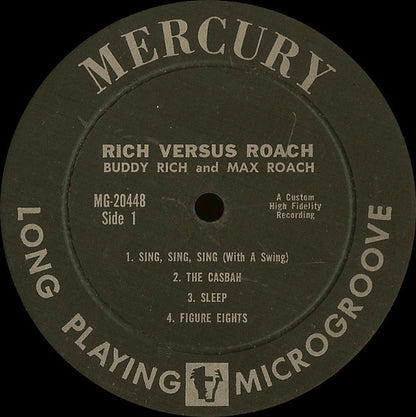 Buddy Rich And Max Roach : Rich Versus Roach (LP,Album,Mono)