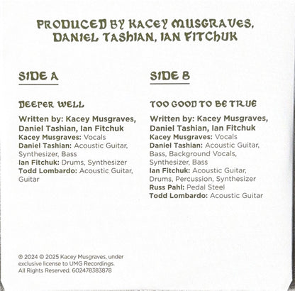 Kacey Musgraves : Deeper Well / Too Good To Be True (4",33 ⅓ RPM,Single,Limited Edition,Stereo)