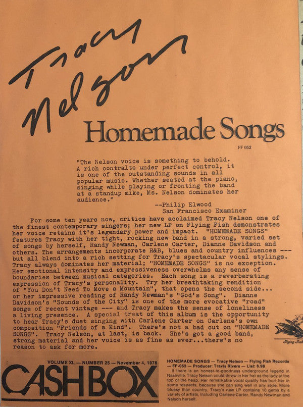 Tracy Nelson : Homemade Songs (LP,Album)