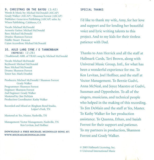 Michael McDonald : Through The Many Winters: A Christmas Album (Album)