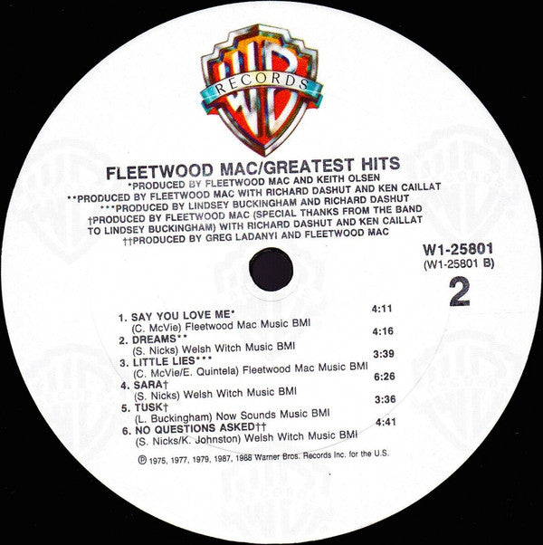Fleetwood Mac : Greatest Hits (LP,Compilation,Club Edition)