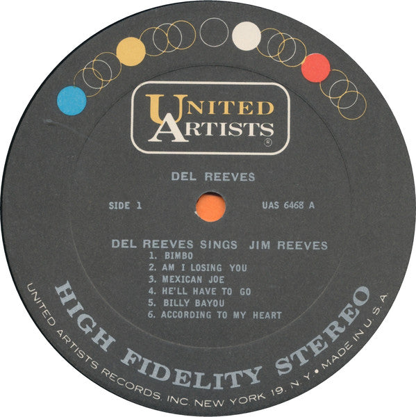 Del Reeves : Del Reeves Sings Jim Reeves (LP,Album,Stereo)