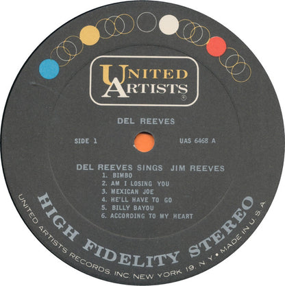Del Reeves : Del Reeves Sings Jim Reeves (LP,Album,Stereo)