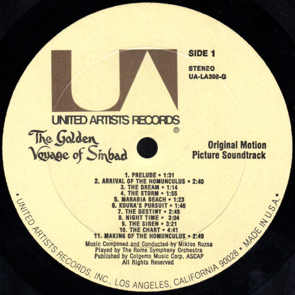 Miklós Rózsa, Symphony Orchestra Of Rome : The Golden Voyage Of Sinbad: Original Motion Picture Soundtrack (LP,Album,Stereo)