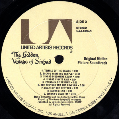Miklós Rózsa, Symphony Orchestra Of Rome : The Golden Voyage Of Sinbad: Original Motion Picture Soundtrack (LP,Album,Stereo)