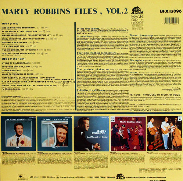 Marty Robbins : The Marty Robbins Files, Vol. 2 (LP,Compilation,Reissue)