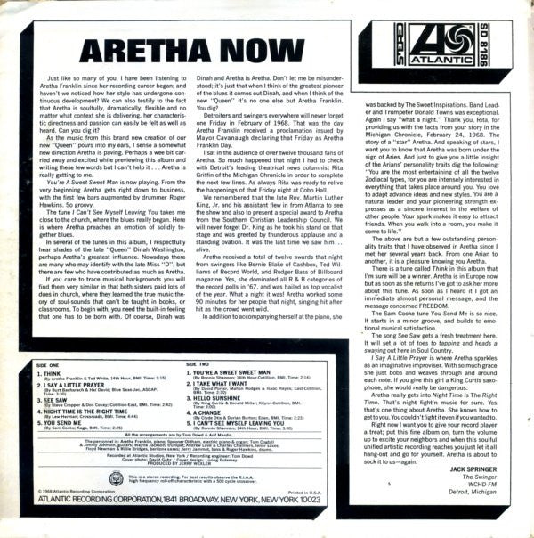 Aretha Franklin : Aretha Now (LP,Album,Stereo)