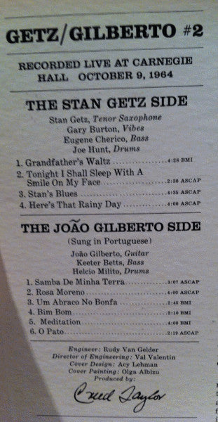 Stan Getz, João Gilberto : Getz/Gilberto #2 (LP,Album,Stereo)