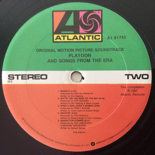 Various : Platoon (Original Motion Picture Soundtrack And Songs From The Era) (LP,Compilation,Club Edition)