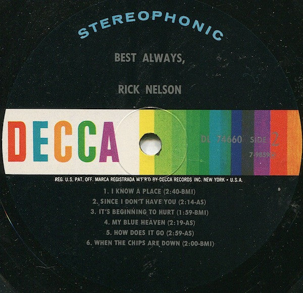 Ricky Nelson (2) : Best Always (LP,Album,Stereo)