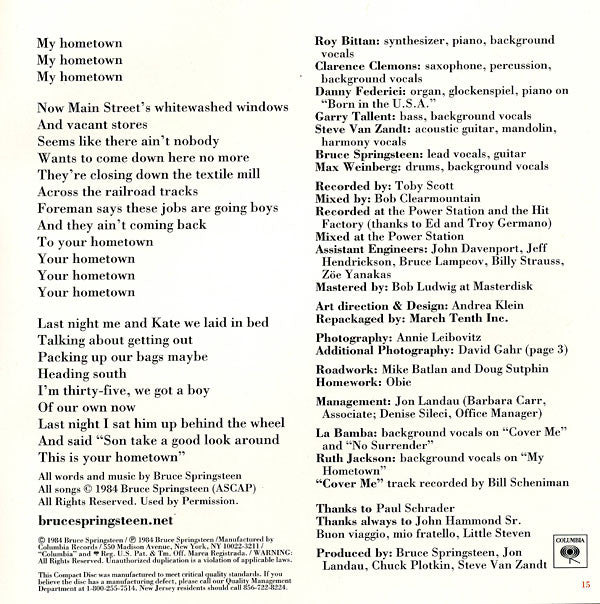 Bruce Springsteen : Born In The U.S.A. (Album,Reissue)