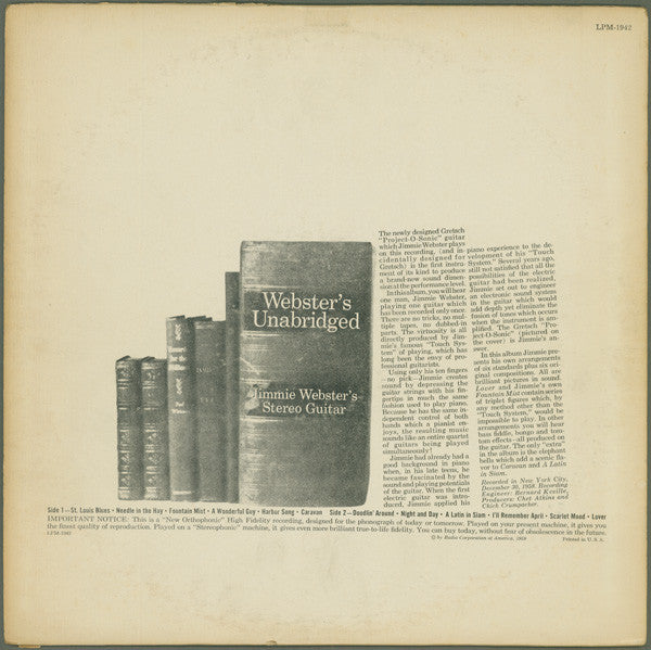Jimmie Webster's Stereo Guitar : Webster's Unabridged (LP,Album)