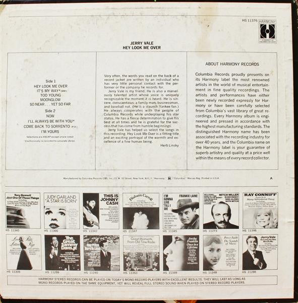 Jerry Vale : Hey Look Me Over (LP,Album,Stereo)