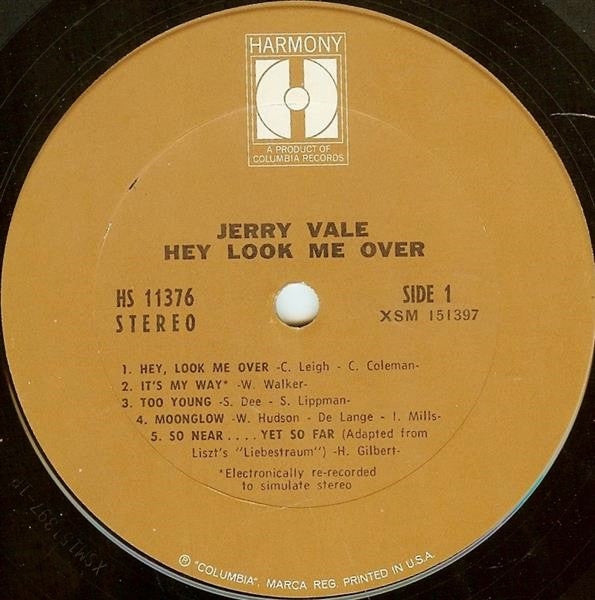 Jerry Vale : Hey Look Me Over (LP,Album,Stereo)