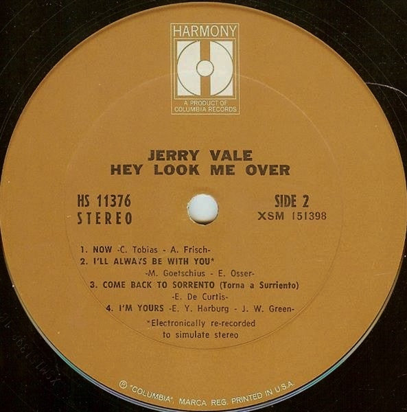 Jerry Vale : Hey Look Me Over (LP,Album,Stereo)