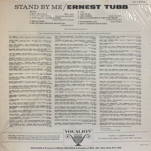 Ernest Tubb : Stand By Me (LP,Album,Stereo)