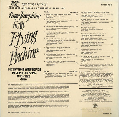 Various : Come Josephine In My Flying Machine: Inventions And Topics In Popular Song 1910-1929 (LP,Compilation)