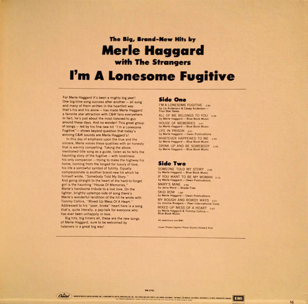 Merle Haggard And Strangers (5), The : I'm A Lonesome Fugitive (LP,Reissue)