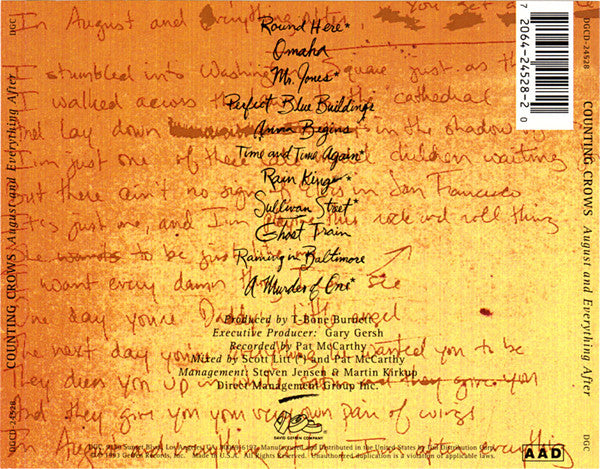 Counting Crows : August And Everything After (Album)
