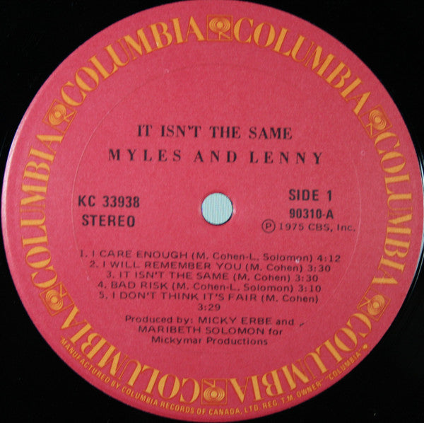 Myles And Lenny : It Isn't The Same (LP,Album)