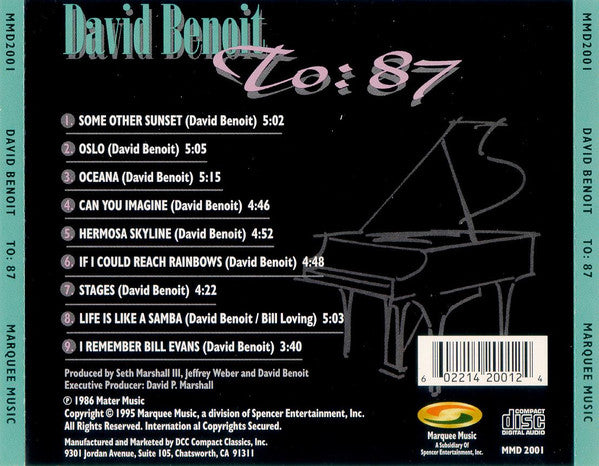 David Benoit : To: 87 (Album,Reissue)