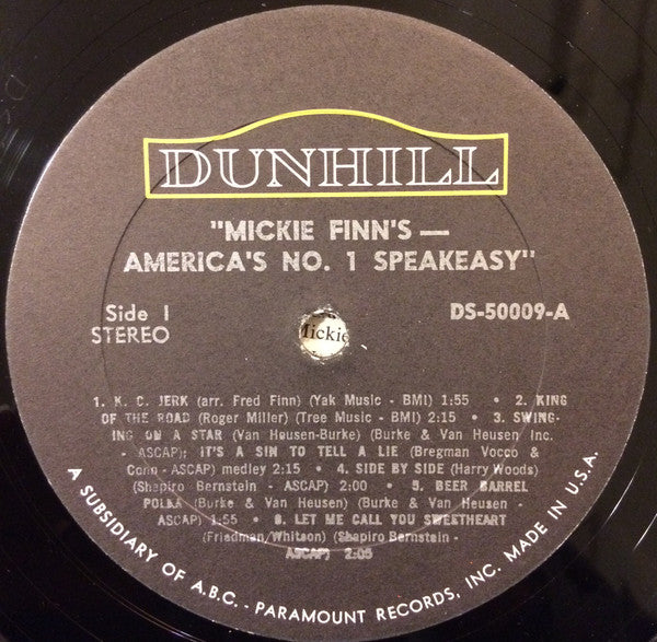 Fred E. Finn And The Entire Mickie Finn's Television Cast : Mickie Finn's - America's No. 1 Speakeasy (LP,Stereo)
