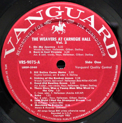 Weavers, The : The Weavers At Carnegie Hall, Vol. 2 (LP,Mono)