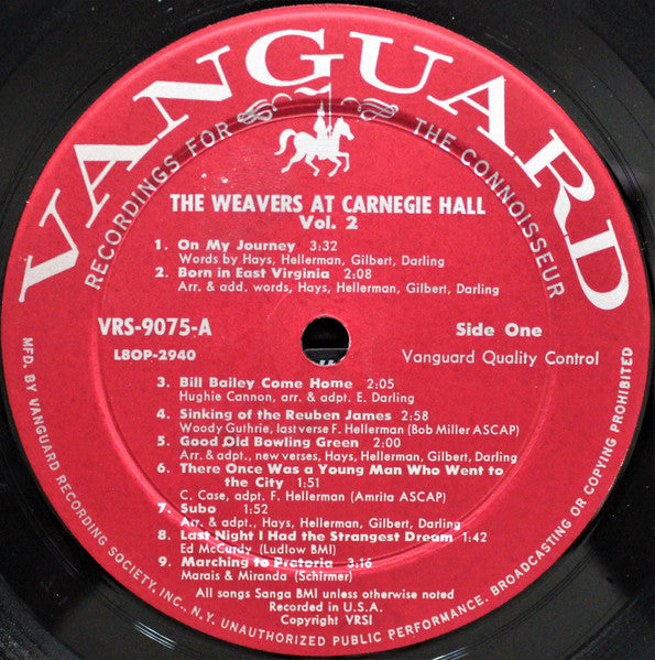 Weavers, The : The Weavers At Carnegie Hall, Vol. 2 (LP,Mono)