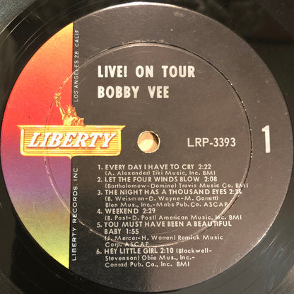 Bobby Vee : Live! On Tour (LP,Album,Mono)