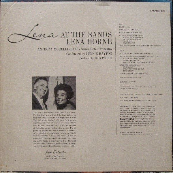 Lena Horne : Lena At The Sands (LP,Album,Mono)