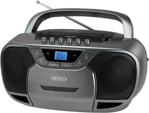 Jensen CD590GR Bluetooth Boombox CD Cassette Recorder AM/FM (Gray)