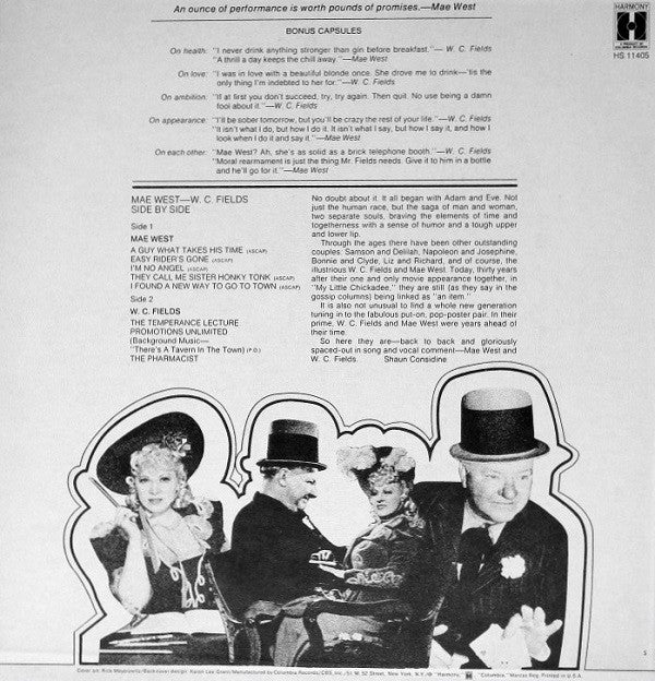 Mae West & W.C. Fields : Side By Side (LP,Compilation)