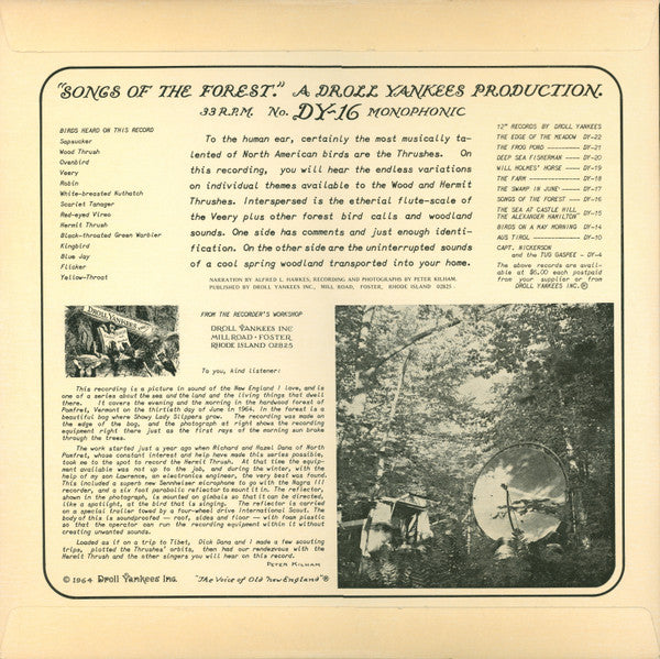 Peter Kilham Narration By Alfred L. Hawkes : Songs Of The Forest (LP,Album,Mono)