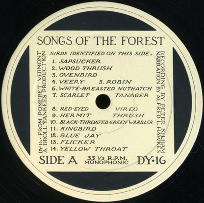 Peter Kilham Narration By Alfred L. Hawkes : Songs Of The Forest (LP,Album,Mono)