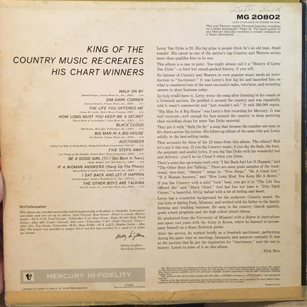 Leroy Van Dyke : The Great Hits Of Leroy Van Dyke (LP,Mono)