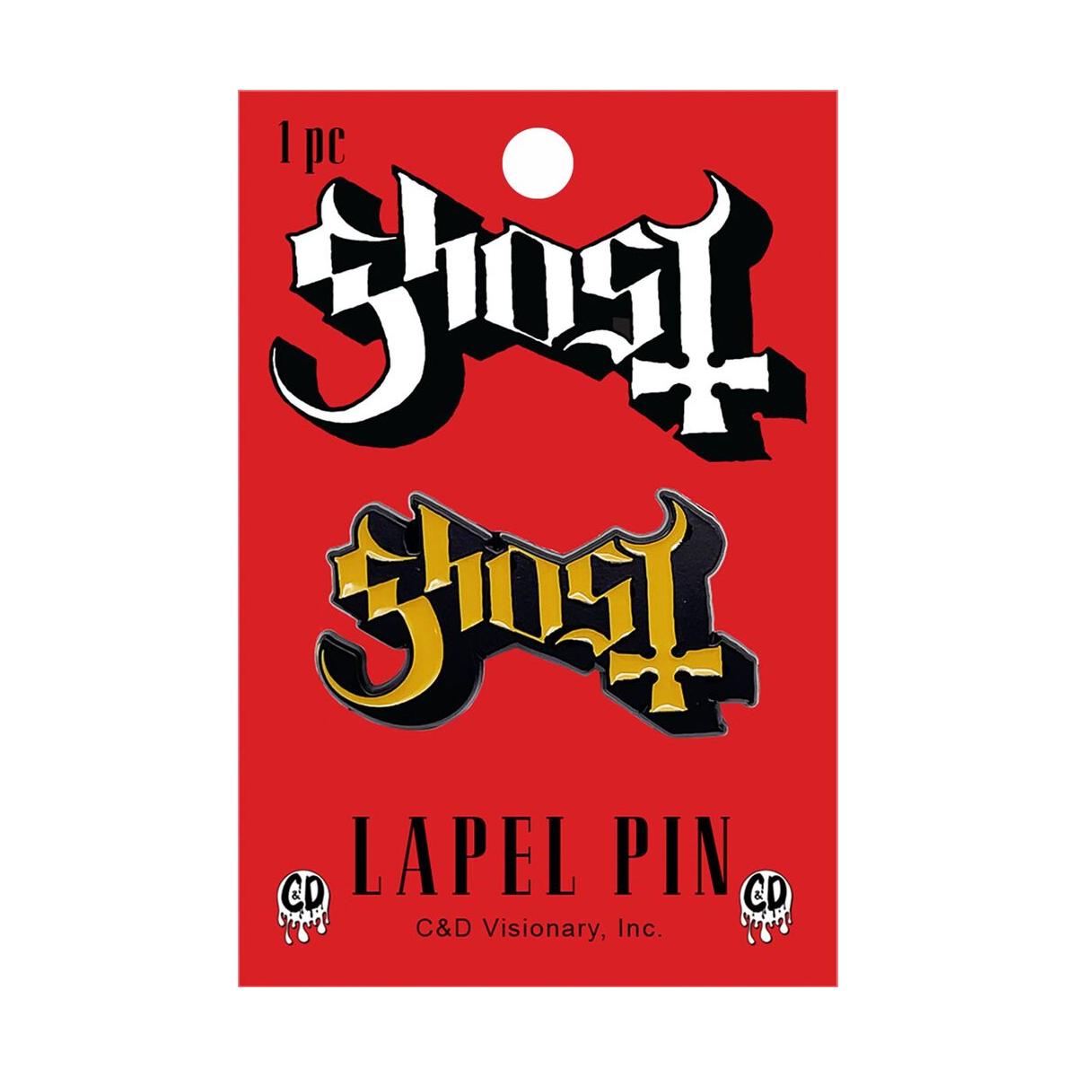 Enamel Pin - Ghost Logo Cross Metal Music Band Occult