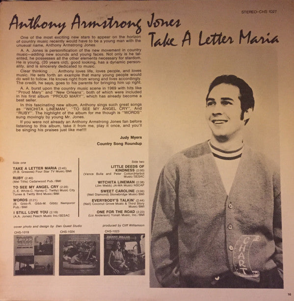 Anthony Armstrong Jones : Take A Letter Maria (LP,Album,Club Edition)