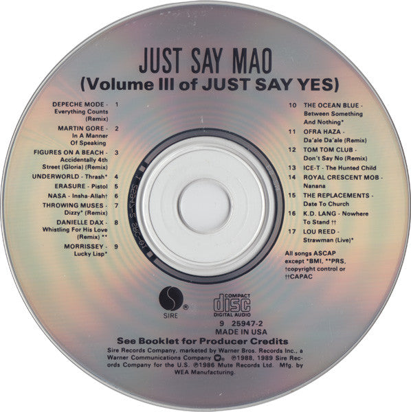 Various : Just Say Mao (Volume III Of Just Say Yes) (Compilation)