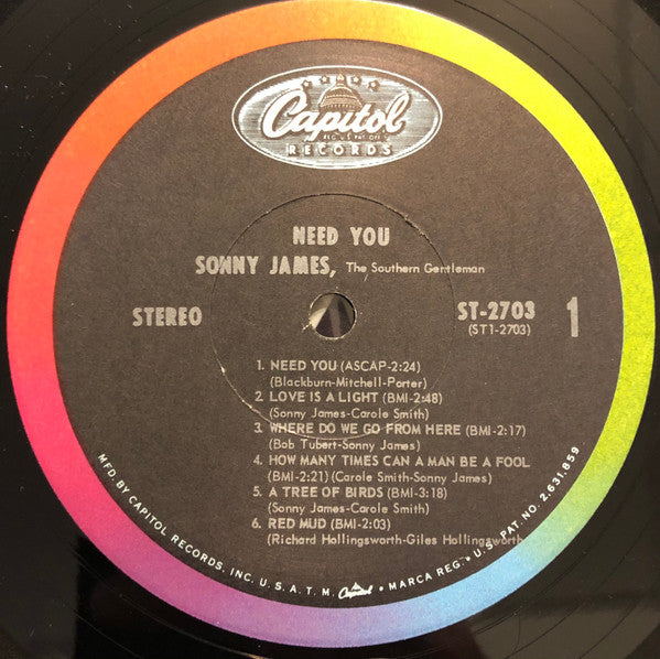 Sonny James And The Southern Gentlemen : Need You (LP,Album,Stereo)