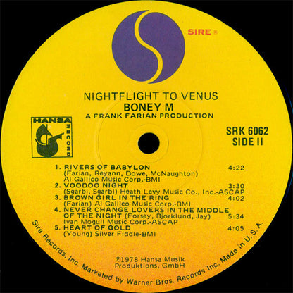 Boney M. : Nightflight To Venus (LP,Album)