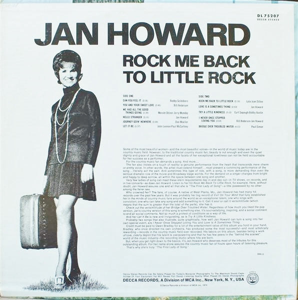Jan Howard : Rock Me Back To Little Rock (LP,Album)