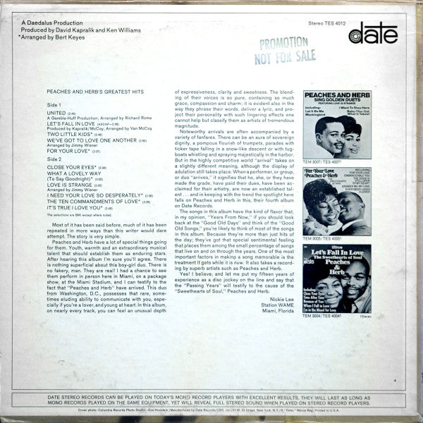Peaches & Herb : Peaches & Herb's Greatest Hits (LP,Compilation)