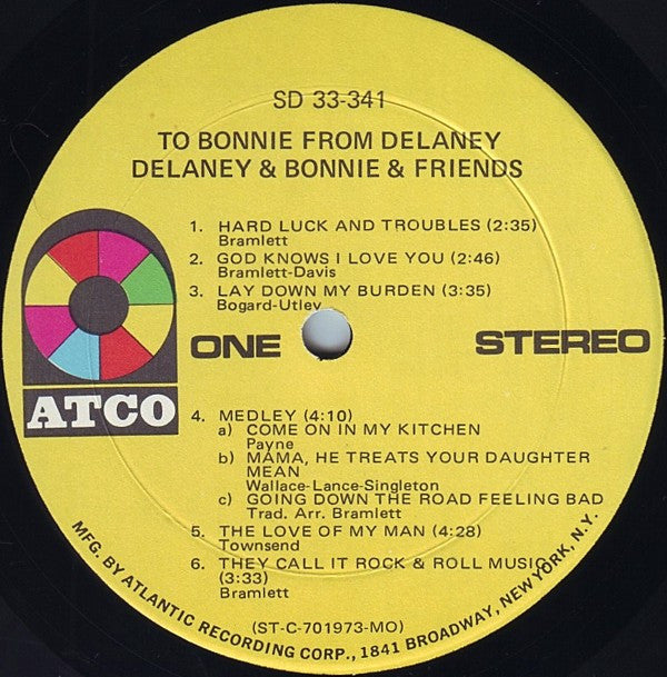 Delaney & Bonnie & Friends : To Bonnie From Delaney (LP,Album)