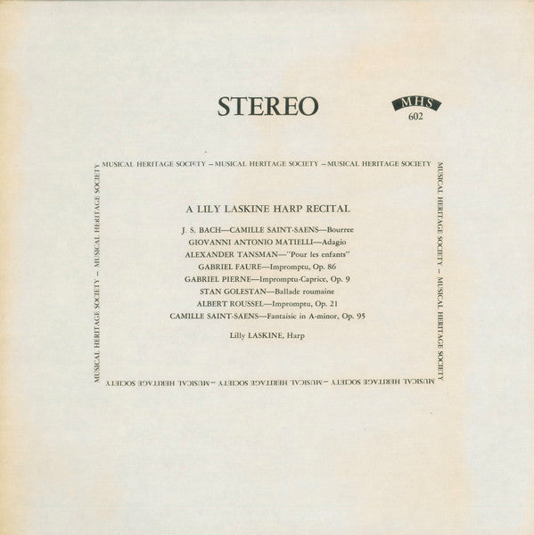 Lily Laskine : A Lily Laskine Harp Recital (LP,Album,Stereo)