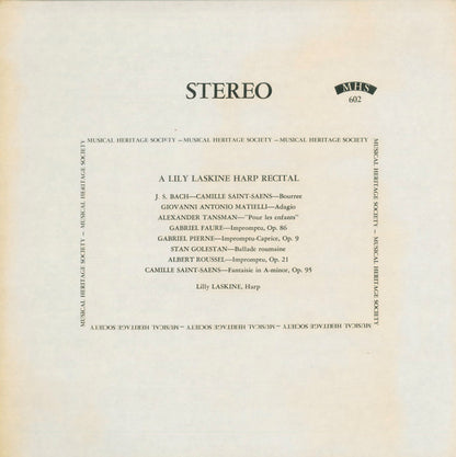 Lily Laskine : A Lily Laskine Harp Recital (LP,Album,Stereo)