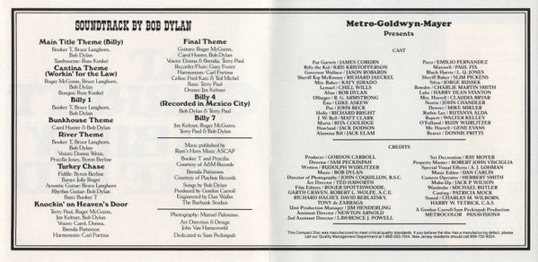 Bob Dylan : Pat Garrett & Billy The Kid (Original Soundtrack Recording) (Album,Reissue)