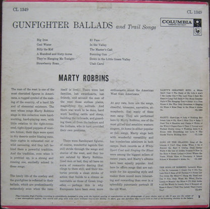 Marty Robbins : Gunfighter Ballads And Trail Songs (LP,Album,Mono)