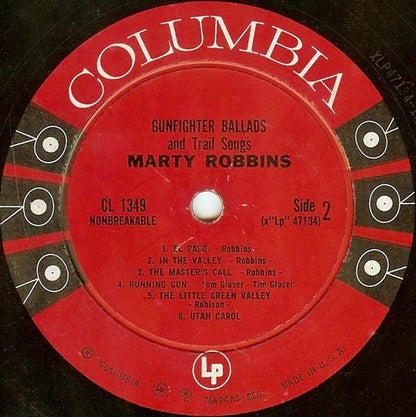 Marty Robbins : Gunfighter Ballads And Trail Songs (LP,Album,Mono)