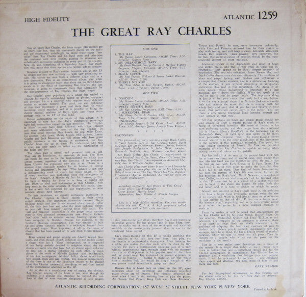 Ray Charles : The Great Ray Charles (LP,Album,Mono)
