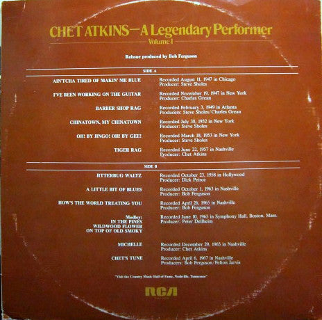 Chet Atkins : A Legendary Performer Volume 1 (LP,Compilation)